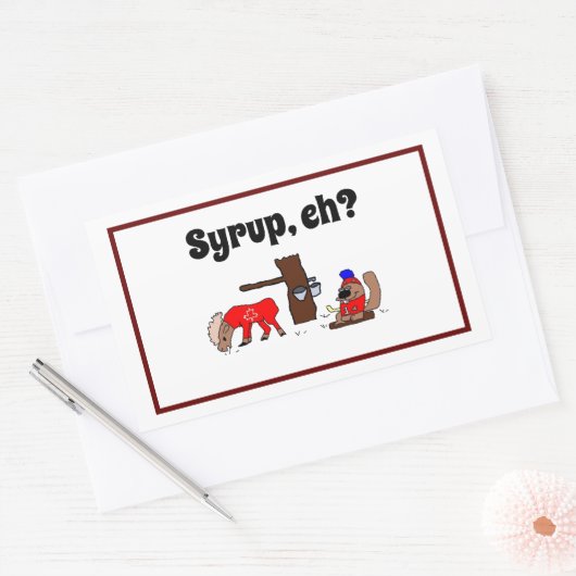 Grappig Canada Moose en Beaver met Maple Syrup Rechthoekige Sticker (Envelop)