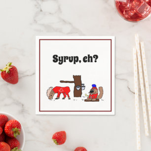 Grappig Canada Moose en Beaver met Maple Syrup Servet