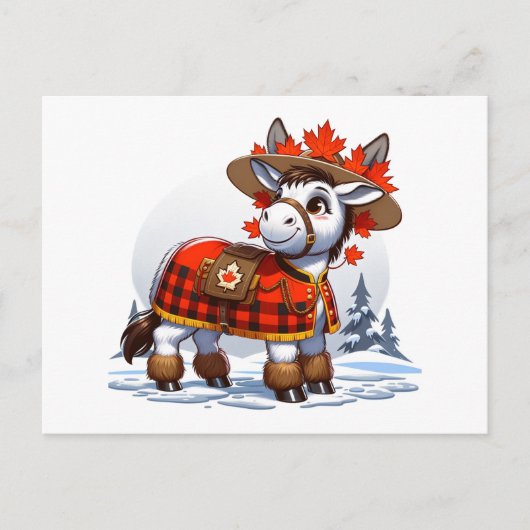 Grappig Canada thema winter ezel Briefkaart (Voorkant)
