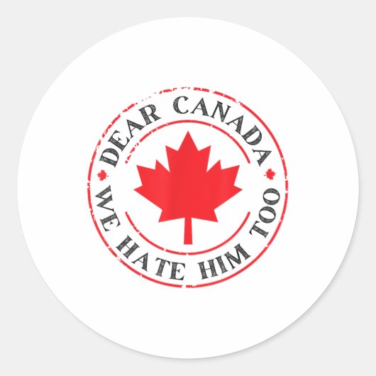 Grappig Canada, we haten hem ook Ronde Sticker (Voorkant)