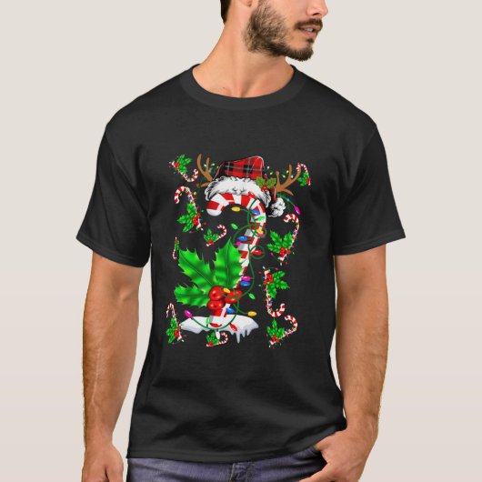 Grappig Candy Cane Xmas Plaid Santa Rendier Kerstm T-shirt (Voorkant)