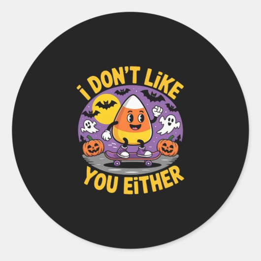 Grappig Candy Corn Halloween Skateboard Cadeau Ronde Sticker (Voorkant)