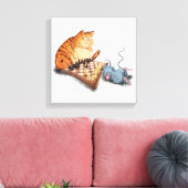 Grappig canvas kat en muis spelen schaken afdruk (Insitu (Woonkamer))