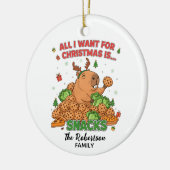 Grappig Capybara Familie Vakantie Decor Keramisch Ornament (Links)