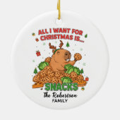 Grappig Capybara Familie Vakantie Decor Keramisch Ornament (Achterkant)