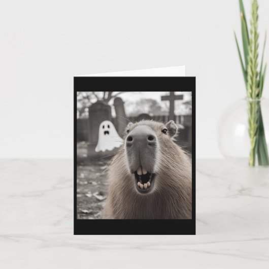 Grappig Capybara Ghost Halloween Kostuum Capybara Kaart (Voorkant)