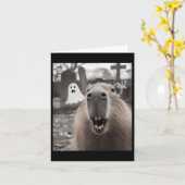 Grappig Capybara Ghost Halloween Kostuum Capybara Kaart (Gele Bloem)