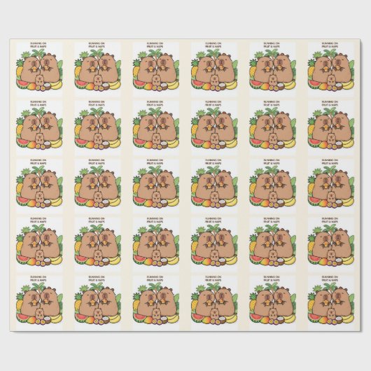Grappig Capybara Inpakpapier – Fruit & Slapen (Vlak)