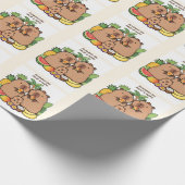Grappig Capybara Inpakpapier – Fruit & Slapen (Hoek)