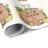Grappig Capybara Inpakpapier – Fruit & Slapen (Rol Hoek)