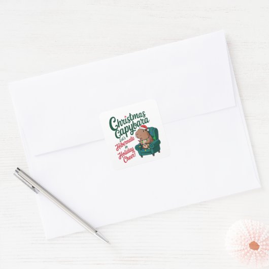 Grappig Capybara-Kerst sticker (Envelop)