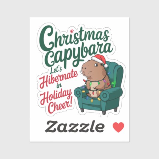 Grappig Capybara-Kerst sticker (Vel)