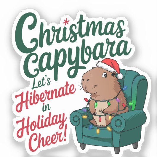 Grappig Capybara-Kerst sticker (Voorkant)