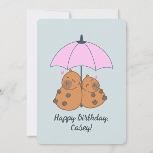Grappig Capybara Paar Blue Pun Verjaardag Kaart (Voorkant)