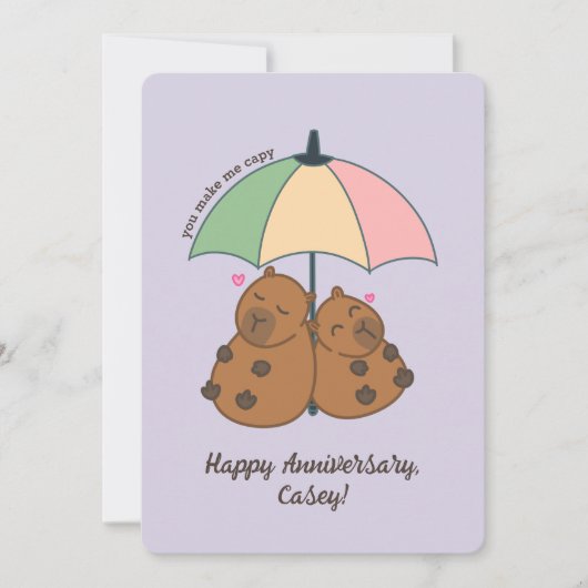 Grappig Capybara Pastel Pun Jubileum Kaart (Voorkant)