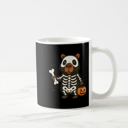 Grappig Capybara Skeleton Pompoen Halloween kostuu Koffiemok (Rechts)