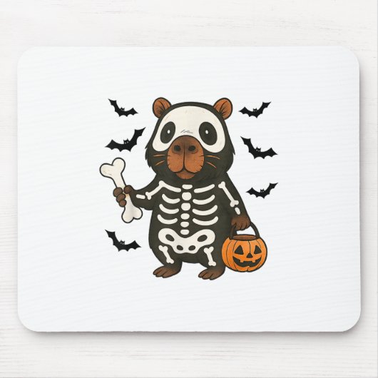 Grappig Capybara Skeleton Pompoen Halloween kostuu Muismat (Voorkant)