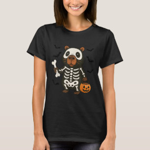 Grappig Capybara Skeleton Pompoen Halloween kostuu T-shirt