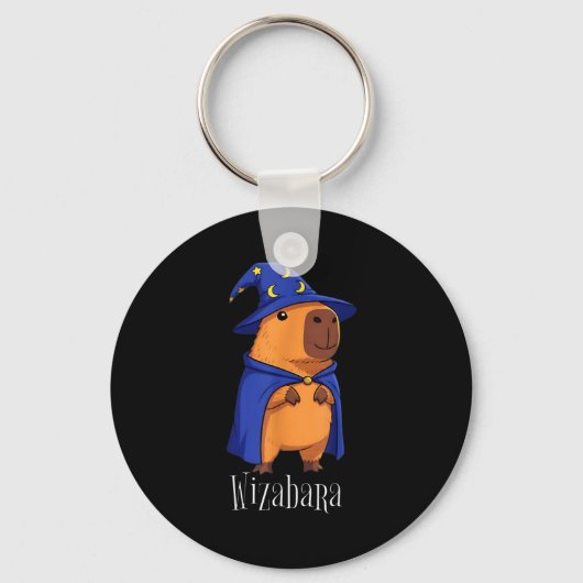 Grappig Capybara Tovenaar Kostuum Wizabara Grafisc Sleutelhanger (Voorkant)