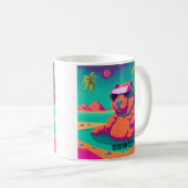 Grappig Capybara Tropical Beach gepersonaliseerd Koffiemok (Voorkant rechts)