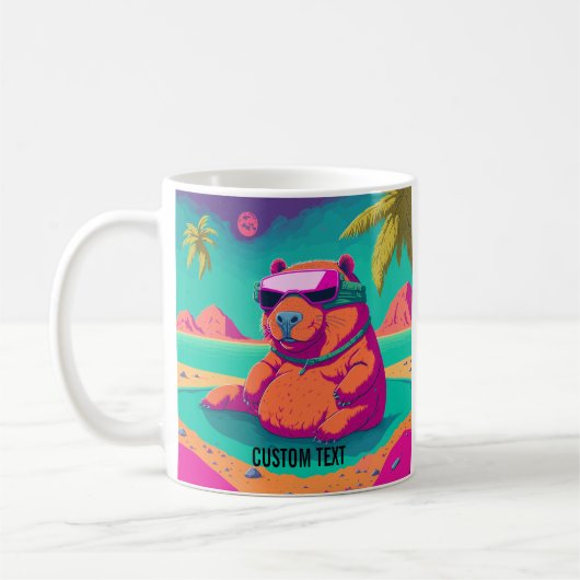 Grappig Capybara Tropical Beach gepersonaliseerd Koffiemok (Links)