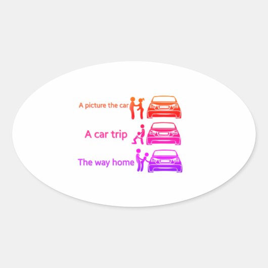 Grappig Car Ride Sign Ovale Sticker (Voorkant)