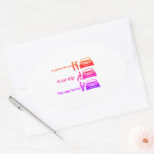 Grappig Car Ride Sign Ovale Sticker (Envelop)