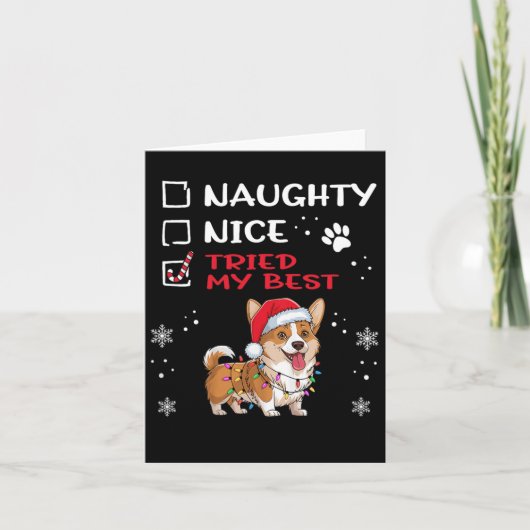 Grappig Cardigan Welsh Corgi Dog Christmas Naughty Kaart (Voorkant)