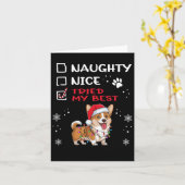 Grappig Cardigan Welsh Corgi Dog Christmas Naughty Kaart (Gele Bloem)