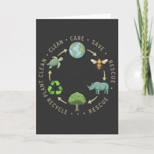 grappig Care Save Rescue Recycle Earth Day cadeau Kaart
