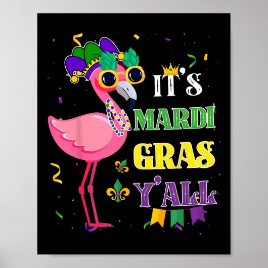 Grappig Carnaval Feest Cadeau Idee Flamingo Mardi  Poster (Voorkant)