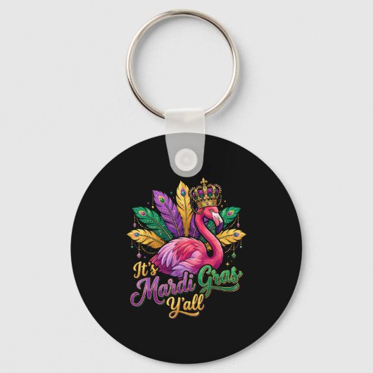 Grappig Carnaval Feest Cadeau Idee Flamingo Mardi Sleutelhanger (Voorkant)