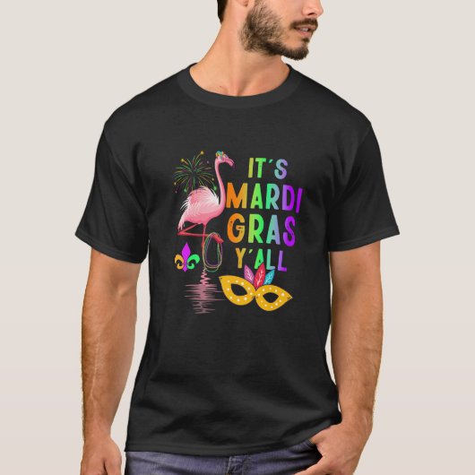 Grappig Carnaval Feest Idee Flamingo Mardi Gras T-shirt (Voorkant)