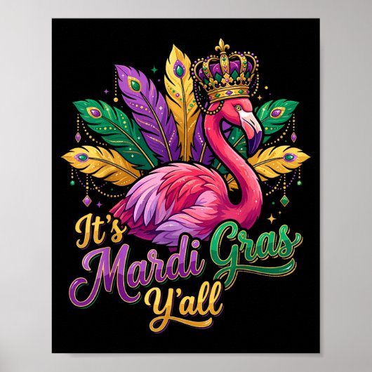 Grappig Carnavalsfeest Cadeau Idee Flamingo Mardi Poster (Voorkant)