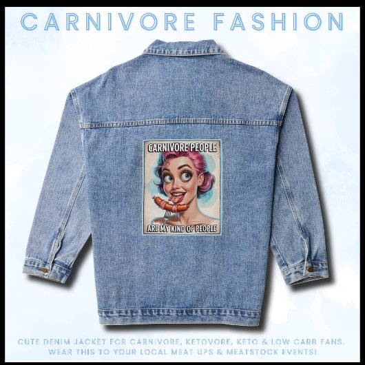 Grappig Carnivoor Gift voor Vrouwen Bacon Sausage  Denim Jacket