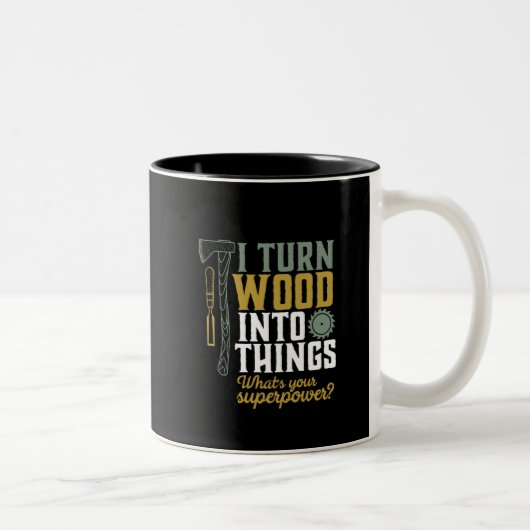Grappig Carpenter Handyman dat ik hout in dingen m Tweekleurige Koffiemok (Rechts)