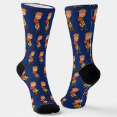 Grappig Cartoon Aap Basketbal Patroon Sokken (Gebogen)