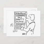 Grappig Cartoon Bank pinautomaat zegt zeg alsjebli Briefkaart (Voorkant / Achterkant)