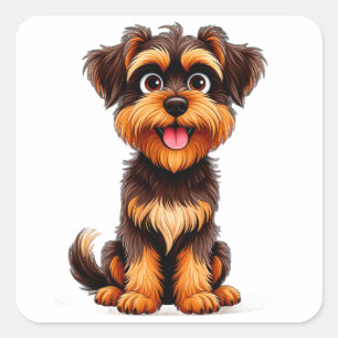 Grappig Cartoon Belgische Griffon Hondengezicht Sc Vierkante Sticker