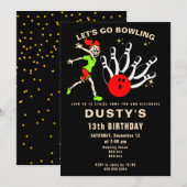 Grappig Cartoon Bowling Tiener Meisje Verjaardagsf Kaart (Voorkant / Achterkant)