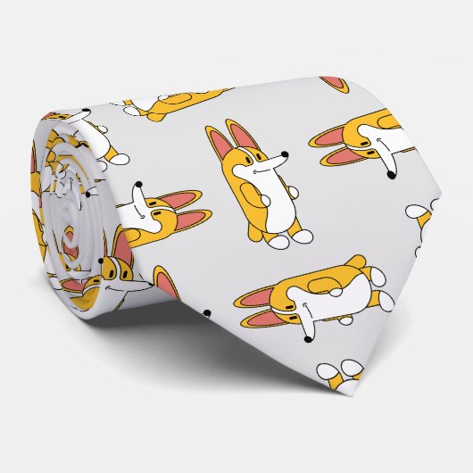 Grappig Cartoon Corgi Patroon Stropdas (Opgerold)