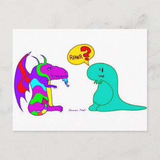 Grappig Cartoon Dinos Cute Dinosaur Dragon Rawr? Briefkaart