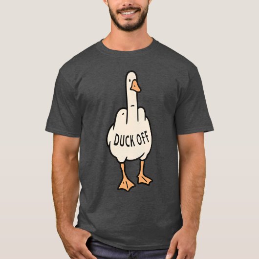 Grappig Cartoon Duck T-shirt met "DUCK OFF" (Voorkant)
