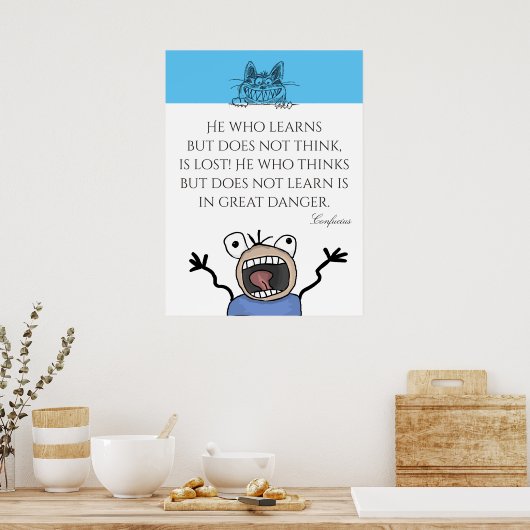 Grappig Cartoon en katten leren Poster (Keuken)