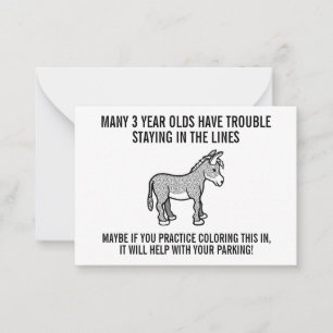 Grappig Cartoon Ezel Bad Parking Ticket Advieskaart