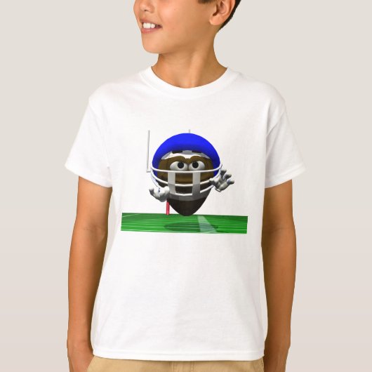 Grappig Cartoon Football in een helm T-shirt (Voorkant)