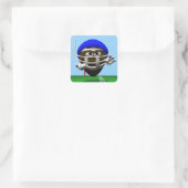 Grappig Cartoon Football in een helm Vierkante Sticker (Tas)