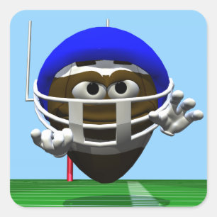 Grappig Cartoon Football in een helm Vierkante Sticker