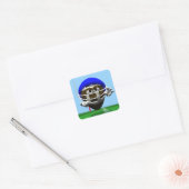 Grappig Cartoon Football in een helm Vierkante Sticker (Envelop)