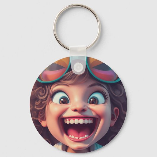 Grappig cartoon gezicht sleutelhanger (Voorkant)